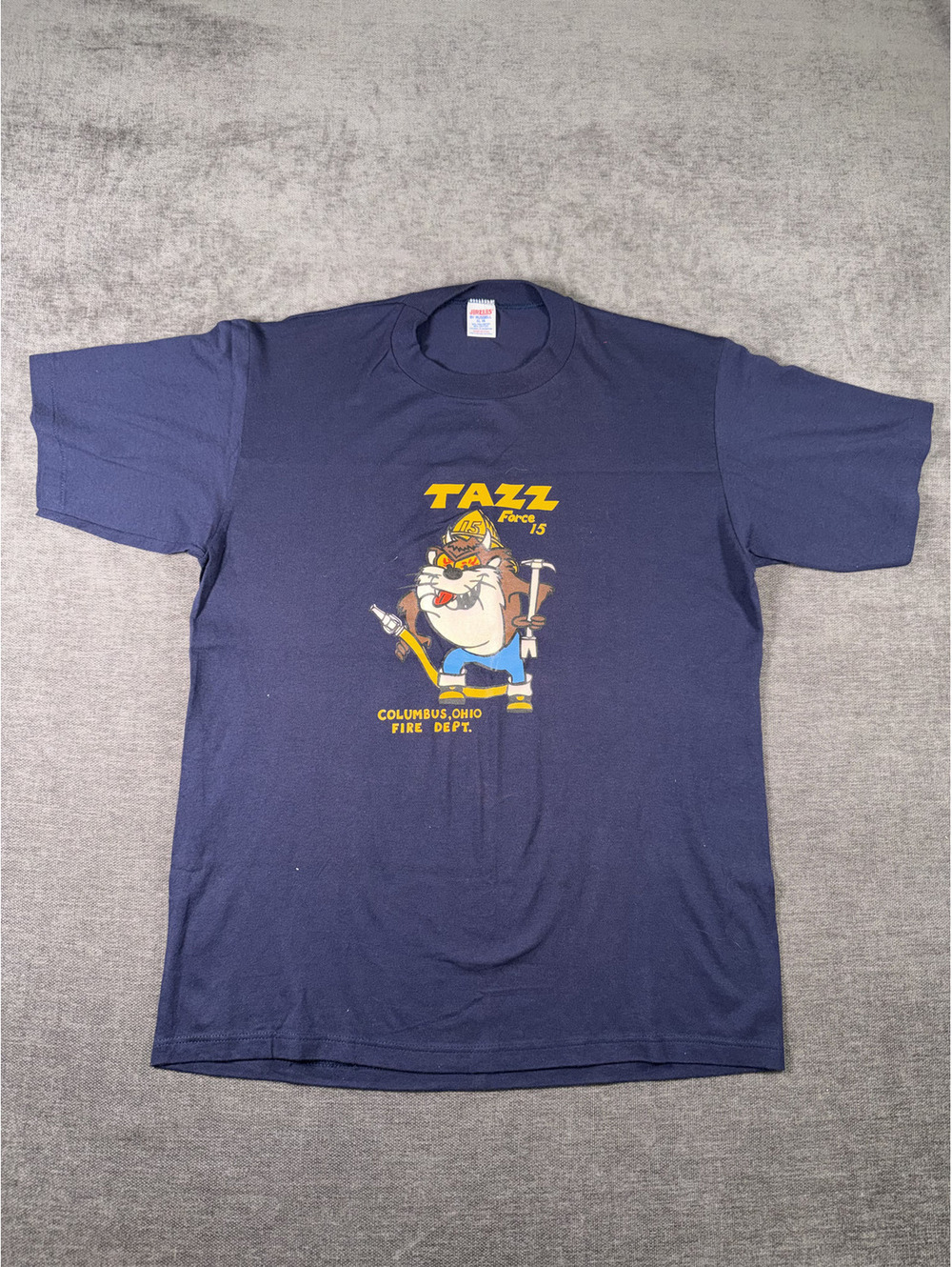 Jerzees Navy Taz Firefighter Graphic T-Shirt XL